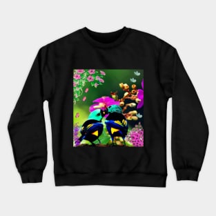 Love Birds  -  Butterflies - Flowers Crewneck Sweatshirt